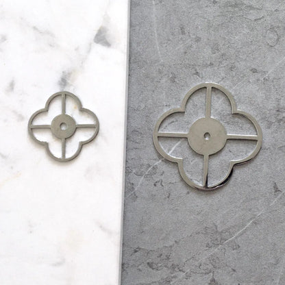 Brass Clover Back Plate for Drawer Knobs, Brushed Gold, Polished Chrome, Matte Black