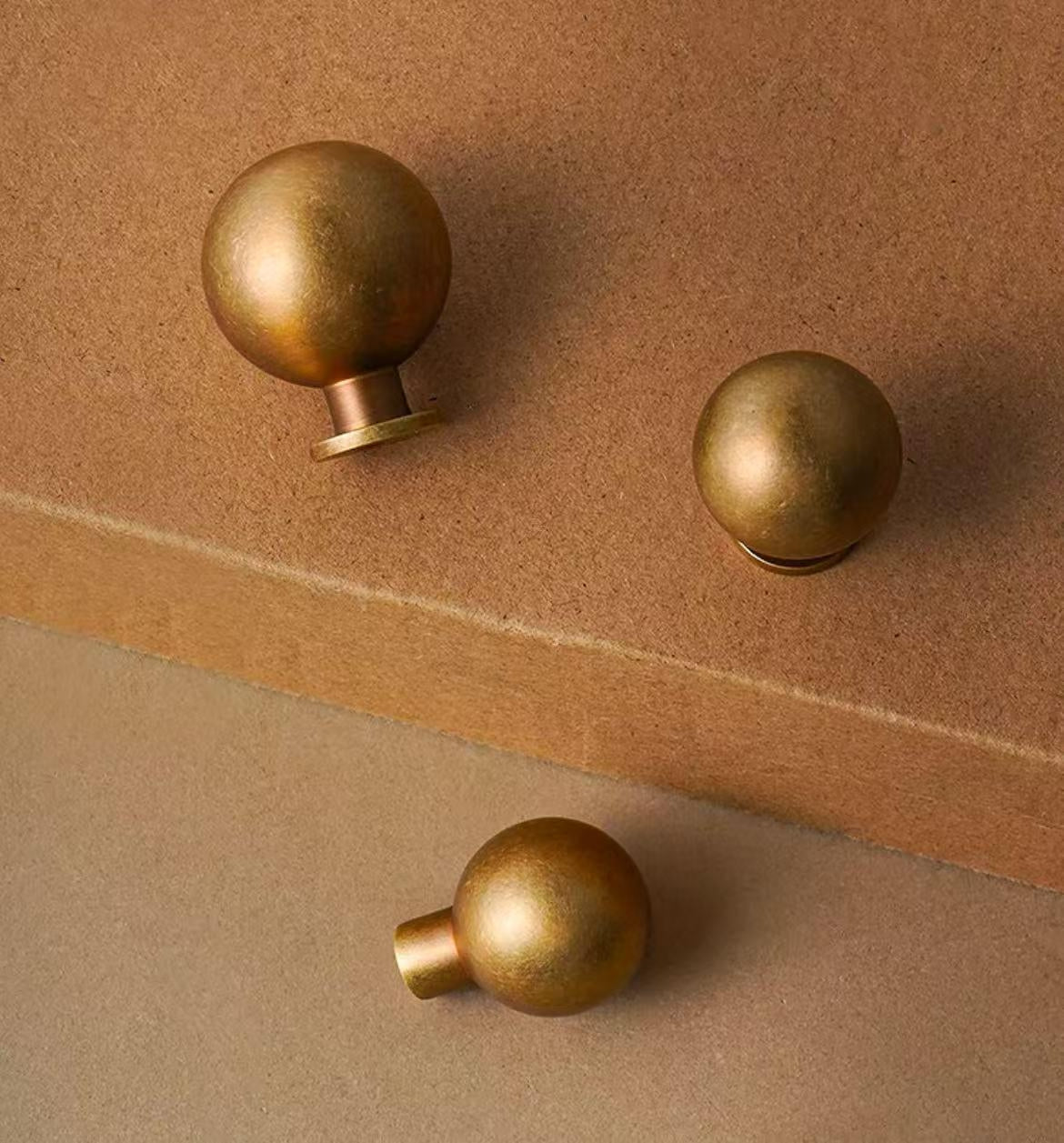 Warm Antique Brass Globed Cabinet Knobs - Vintage Look