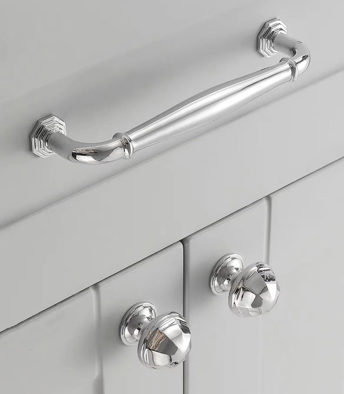 3,75" 5" 7,5" Achteckige Messing-Schrankgriffe, poliertes Gold, Chrom, Waschtischgriffe | LynnsHardware