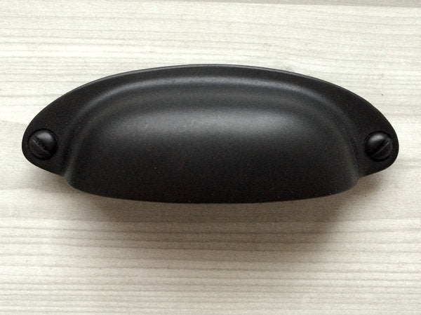 3.5" Black Cup Drawer Pull & Knob - Modern Cabinet Hardware