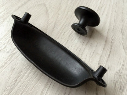 3.5" Black Cup Drawer Pull & Knob - Modern Cabinet Hardware