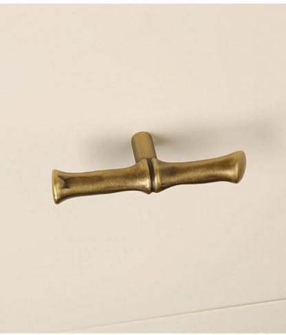 Asian-inspired Bamboo Cabinet Pulls 5" 6.25", Solid Brass, Polished Brass / Chrome / Antique Bronze
