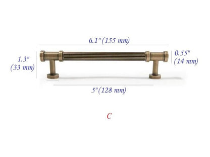 Reeded Antique Bronze Brass Cabinet Bar Pulls for Retro Decor | Lynns Hardware