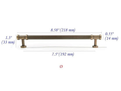 Reeded Antique Bronze Brass Cabinet Bar Pulls for Retro Decor | Lynns Hardware
