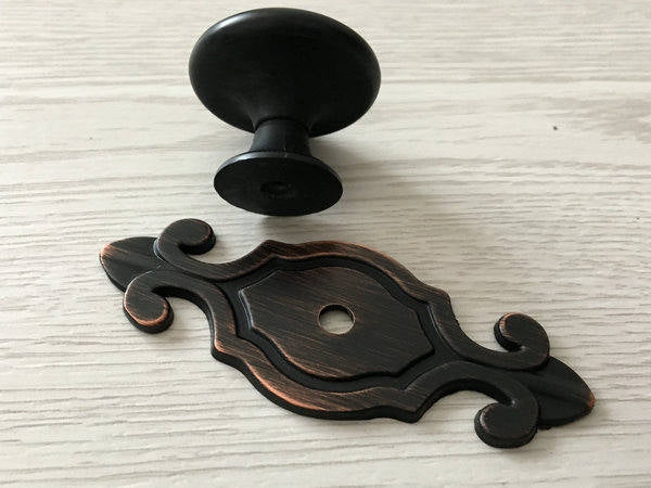 Oil Rubbed Bronze Cabinet Knobs with Backplate, Kitchen Hardware