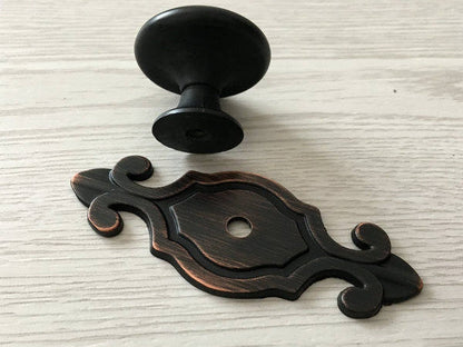Oil Rubbed Bronze Cabinet Knobs with Backplate, Kitchen Hardware