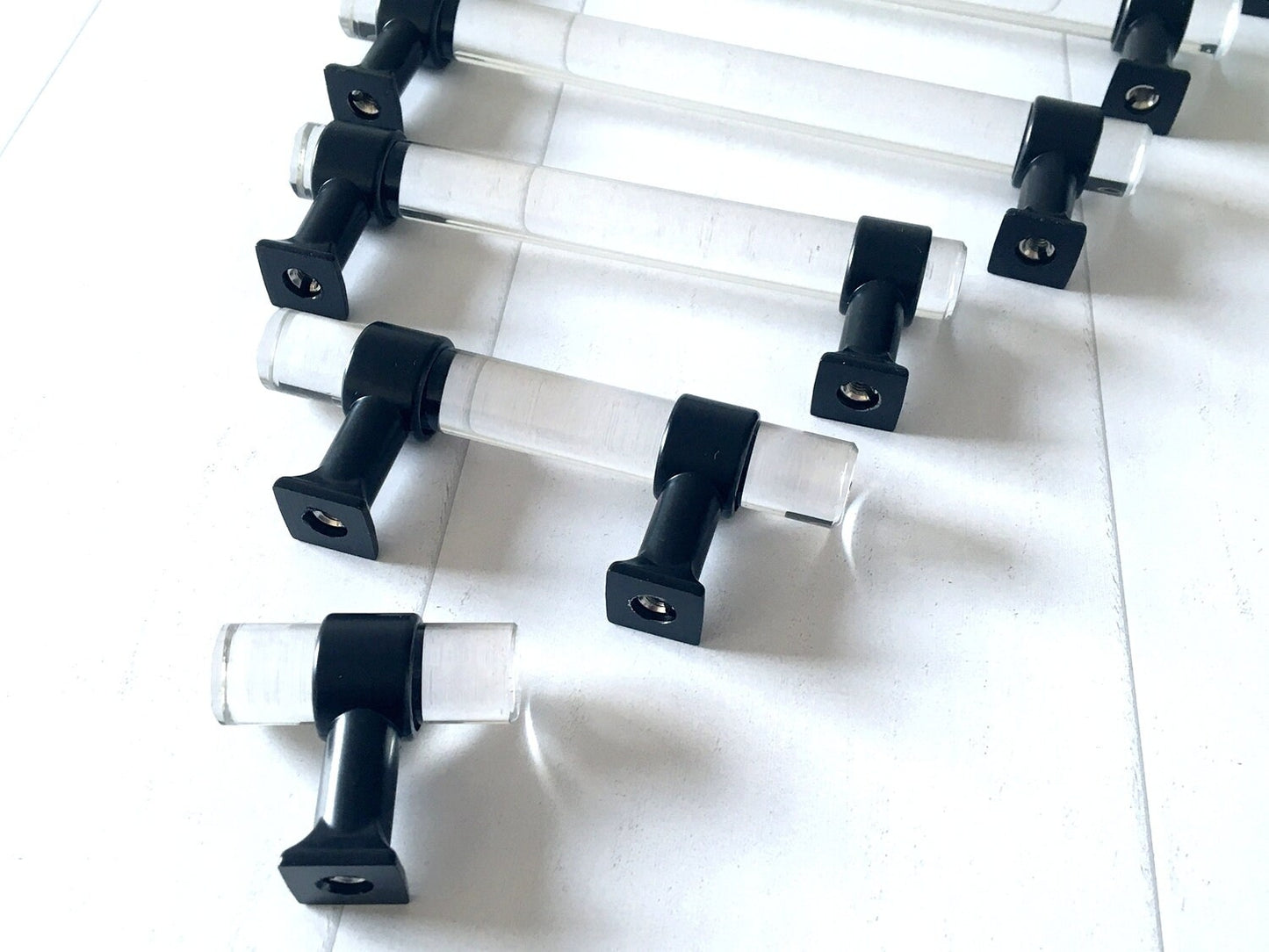 Drawer Pulls Lucite Cabinet Handles Acrylic Matte Black | Lynns Hardware | 2" 2.5" 3.25" Centers