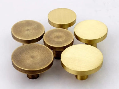 Circle Brass Knob, Round Drawer Pulls, Kitchen Hardware, Black Bronze Gold