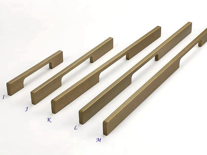 Mid Century Drawer Pulls, Cabinet Handles, Alumimum, Brushed Antique Gold Bronze