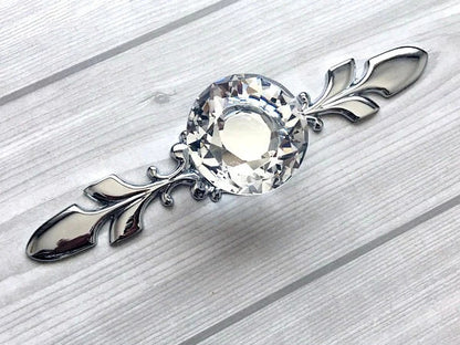 Clear Glass Drawer Knobs with Backplate, Polished Chrome