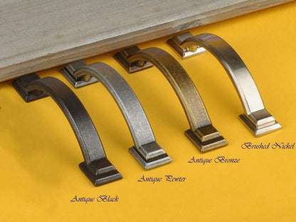 3" Bow Drawer Pull & Rectangular Knob - Rustic/Industrial