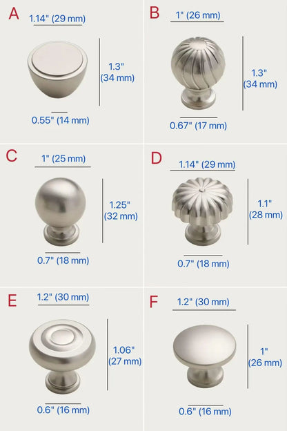 Assorted Brushed Nickel Cabinet Door Knobs, Modern Drawer Pulls