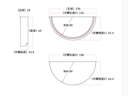 Half Moon Recessed Flush Cabinet Pull Handle - 4 Finishes