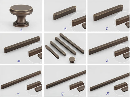 Solid Brass Cabinet Pulls, Simple Minimalism, Brushed Gold Brass, Matte Black, Coffee Bronze