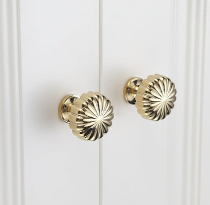 Brass Pumpkin Cabinet Knob, Gold Chrome Antique Bronze