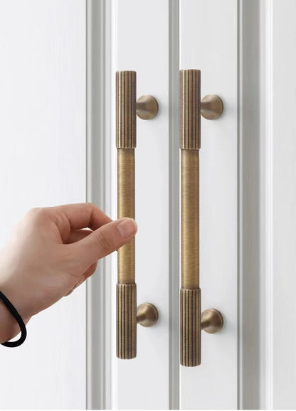 Fluted Brass Cabinet Pulls, Antique Bronze Knurled Kitchen Hardware
