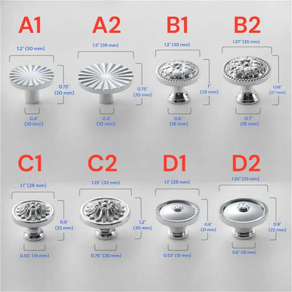 Assorted Polished Chrome Cabinet Knob, Shiny Silver Floral Drawer Pull, Kitchen Hardware