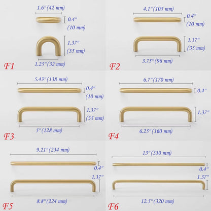 Brushed Brass D Cabinet Pulls, Cup Handles, Kitchen Hardware