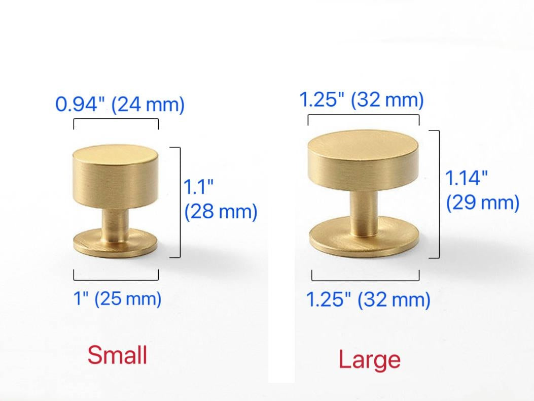 Brass Round Cabinet Knobs with Wide Base - 6 Finishes