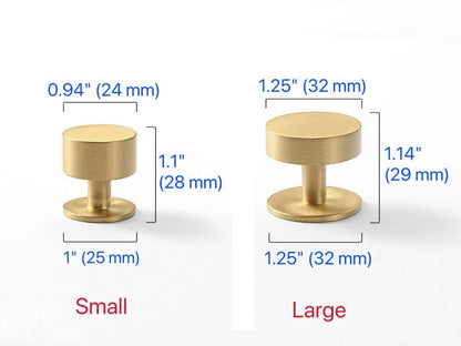 Brass Round Cabinet Knobs with Wide Base - 6 Finishes