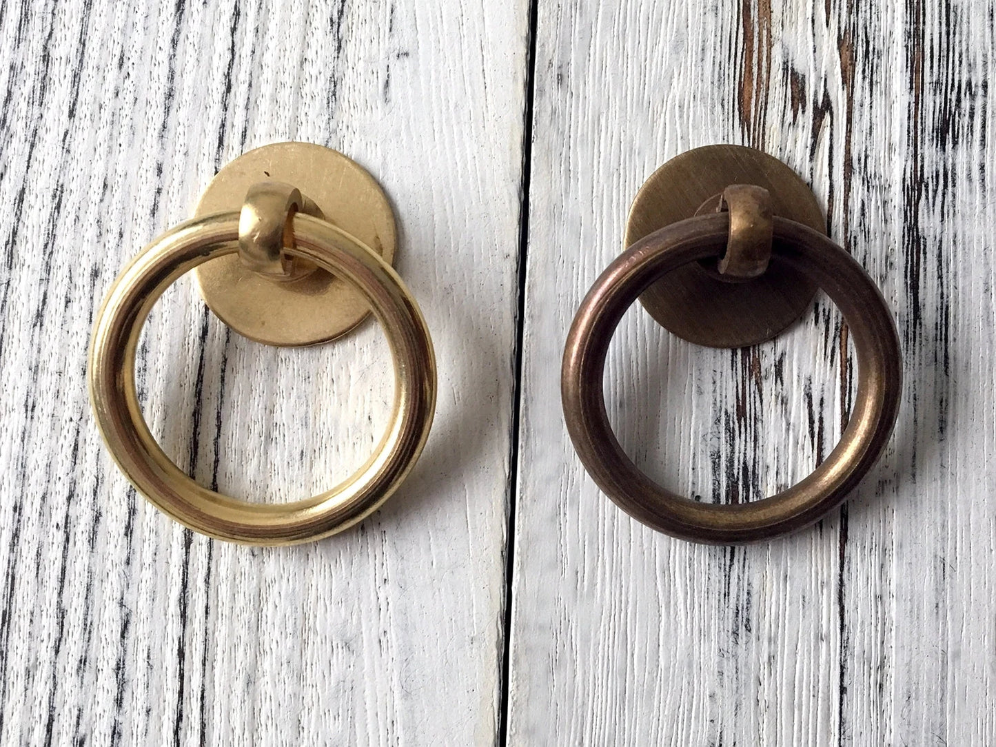 Multiple Sizes Drop Ring Pulls, Antique Bronze/Unlaquered Brass