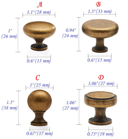 Antique Bronze Cabinet Handles - Farmhouse - 3.75" to 7.5"