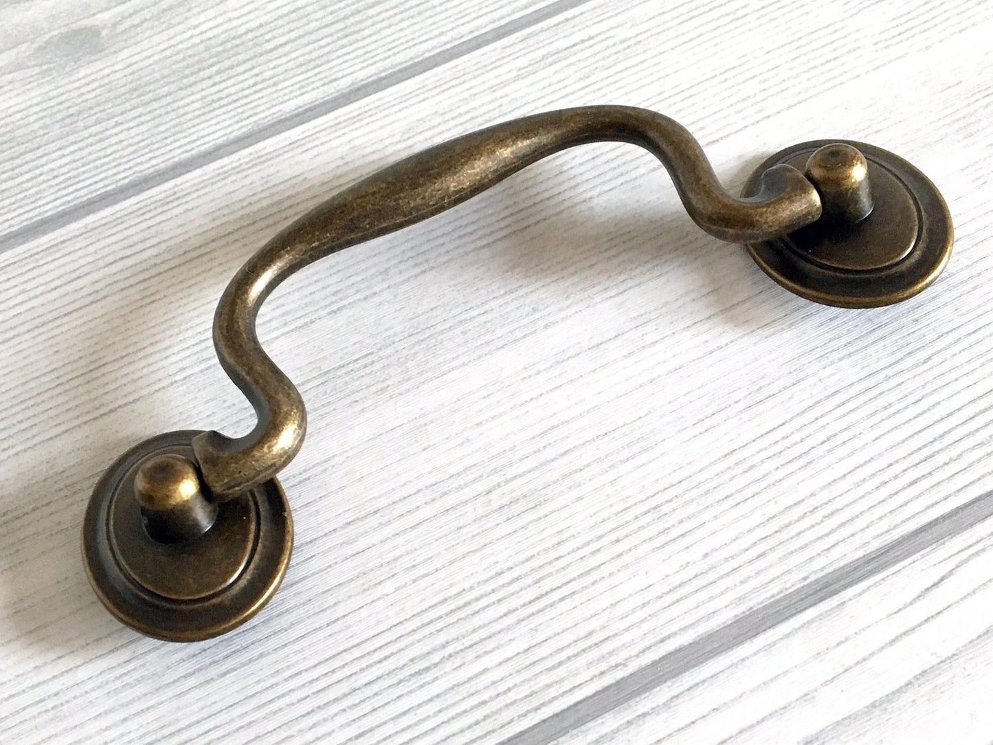 4" Antique Bronze Swing Bail Handle, Cabinet Knob & Drop Ring Pull