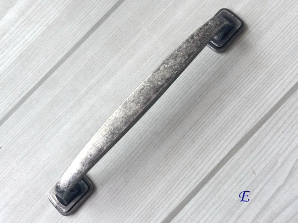Antique Pewter Cabinet Pulls, Square Knob, Retro Kitchen Hardware