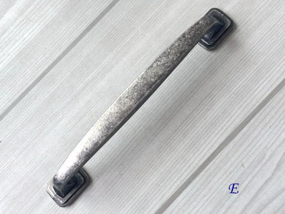 Antique Pewter Cabinet Pulls, Square Knob, Retro Kitchen Hardware