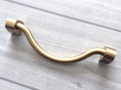 3.75” 4" 4.5" 5" Brass Bail Drawer Pull, Drop Swing Handle, MCM Kitchen Cabinet Hardware