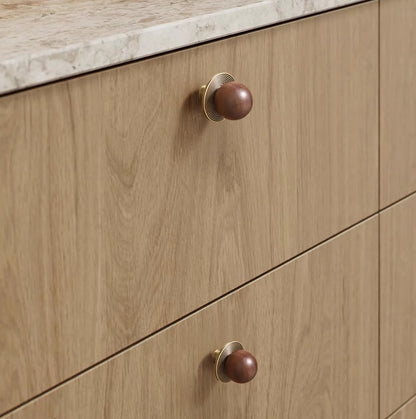 Walnut Brass Saturn Cabinet Knobs, Japandi Kitchen Hardware, Polished Chrome, Antique Bronze