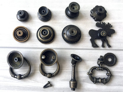 Drawer Knob Vintage Look Antique Bronze Drop Cabinet Pull Hardware