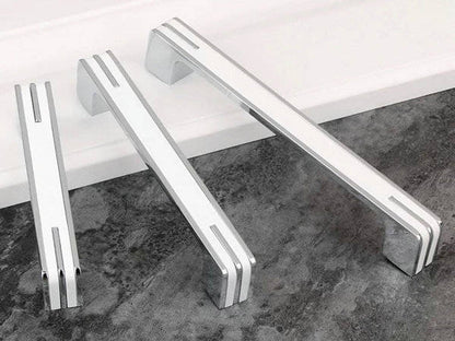 Modern Cabinet Bar Pulls, Square Drawer Handles, Polished Chrome, White, Black