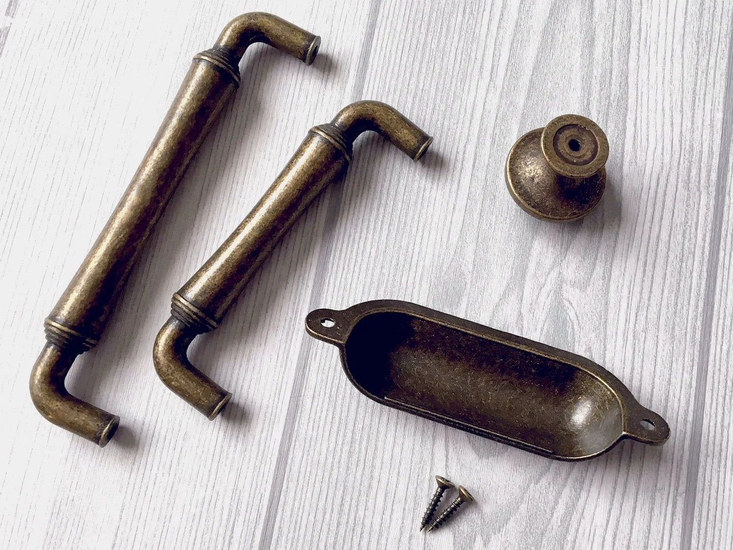 3.5" 3.75" 5" Farmhouse Drawer Handle, Rustic Cup Dresser Pull, Antique Bronze