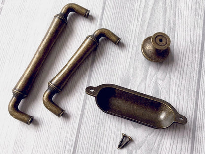 3.5" 3.75" 5" Farmhouse Drawer Handle, Rustic Cup Dresser Pull, Antique Bronze
