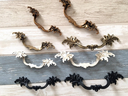 Leafy Drawer Pulls, 3" 3.75" Centers, French Provincial, 76 96 mm Holes