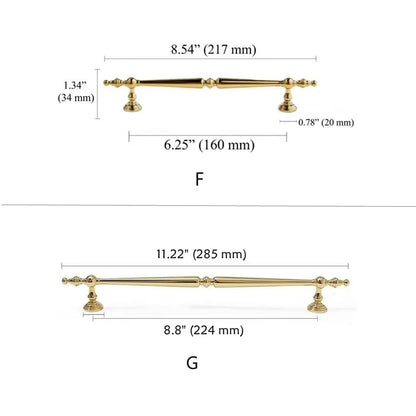 Polished Gold Brass Cabinet Bar Pulls European Style Luxury Shiny