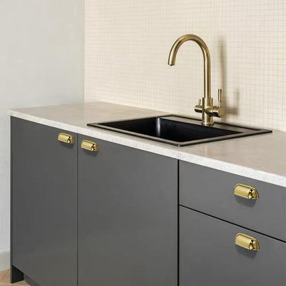 2.5" 64 mm Centers Brass Cup Drawer Pulls, Polished Gold Chrome Bronze