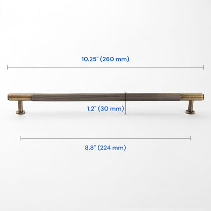 Fluted Brass Cabinet Pulls 96 128 160 224 256 320 mm, Antique Bronze Knurled Kitchen Hardware