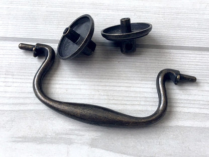 3.75" Vintage Style Swan-neck Bail Drawer Pull - Antique Bronze - LynnsHardware