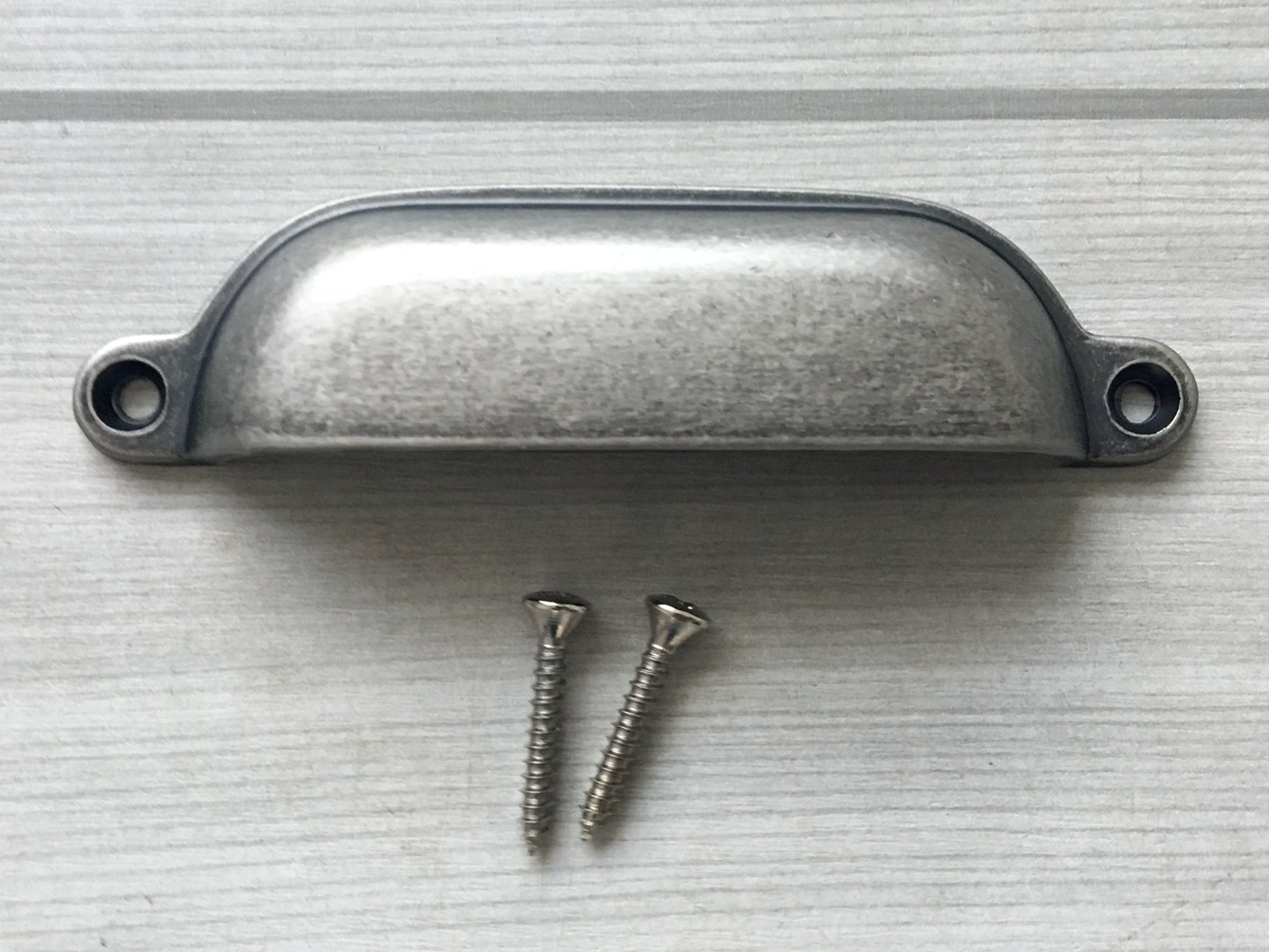 3.75" 96 mm Centers Cup Drawer Pull, Antique Pewter, Kitchen Cabinet Hardware