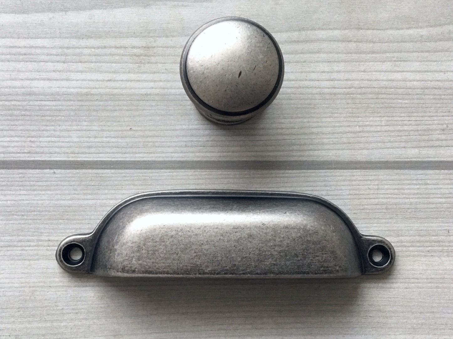 3.75" 96 mm Centers Cup Drawer Pull, Antique Pewter, Kitchen Cabinet Hardware