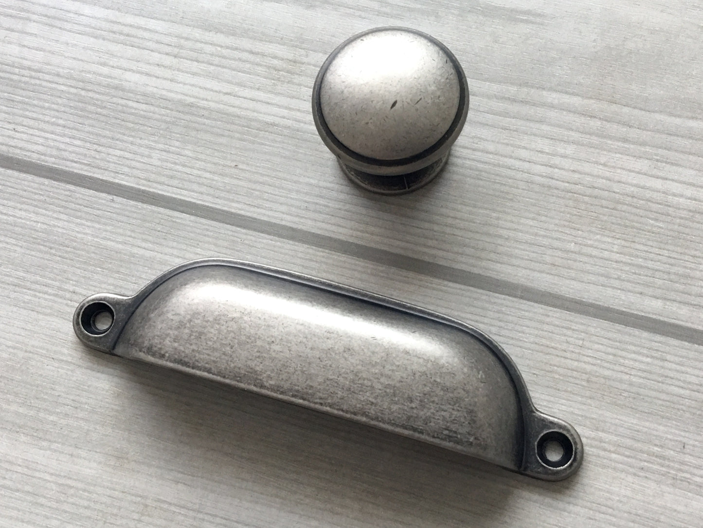 3.75" 96 mm Centers Cup Drawer Pull, Antique Pewter, Kitchen Cabinet Hardware