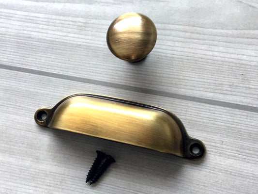 3.75" Centers Cup Drawer Pulls, Gold Bronze, MCM Cabinet Hardware, 96 mm Holes