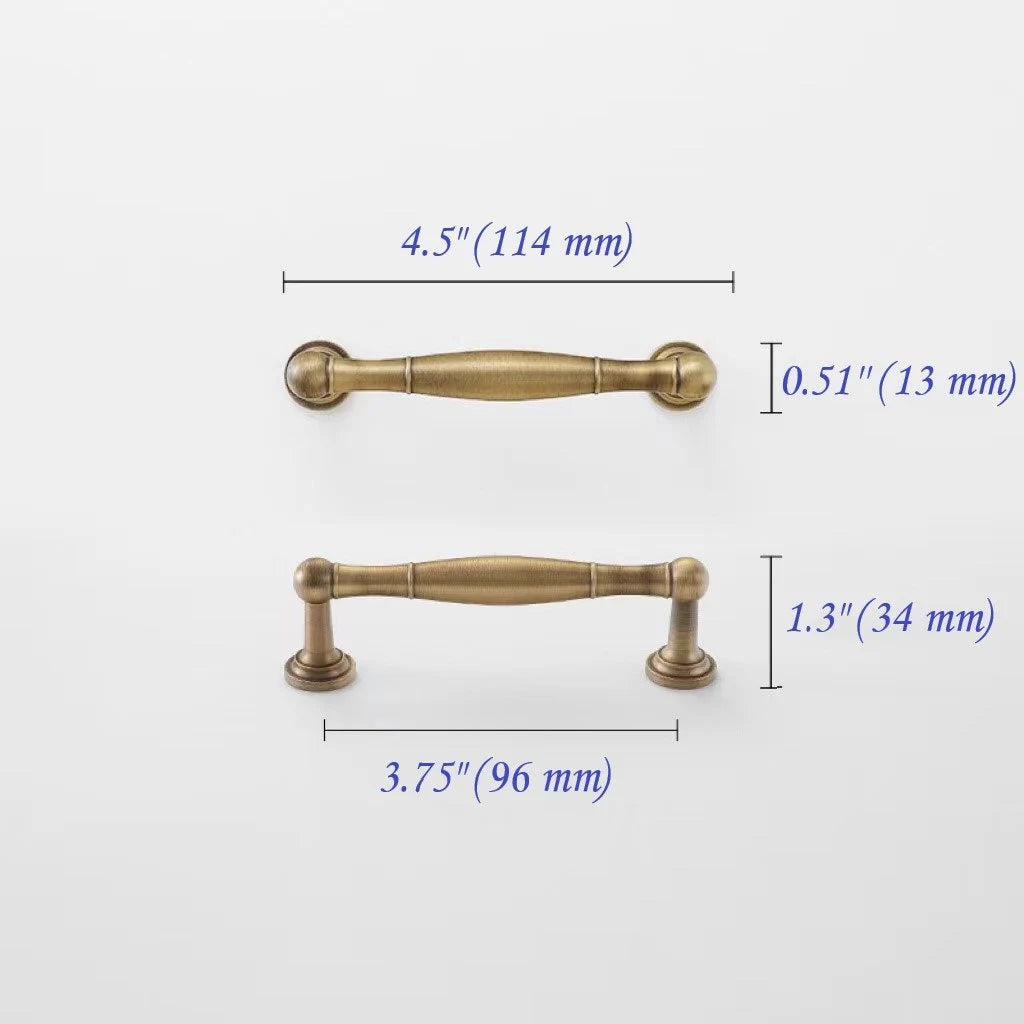 Brass Antique Bronze Cabinet Handles - 96 128 192 mm