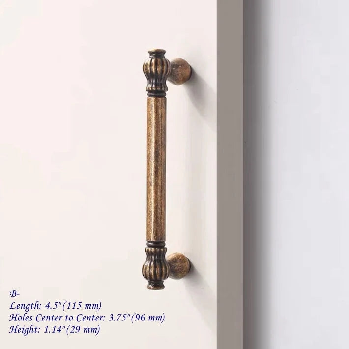 3.75" 5" 7.5" Antique Brass Cabinet Pulls, Mid Century MCM Kitchen Hardware