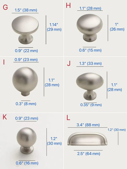 Assorted Brushed Nickel Cabinet Door Knobs, Modern Drawer Pulls
