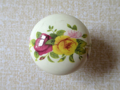 3.75" C-C Floral Drawer Pull & Knobs, Antique Bronze, Cream, Ceramic