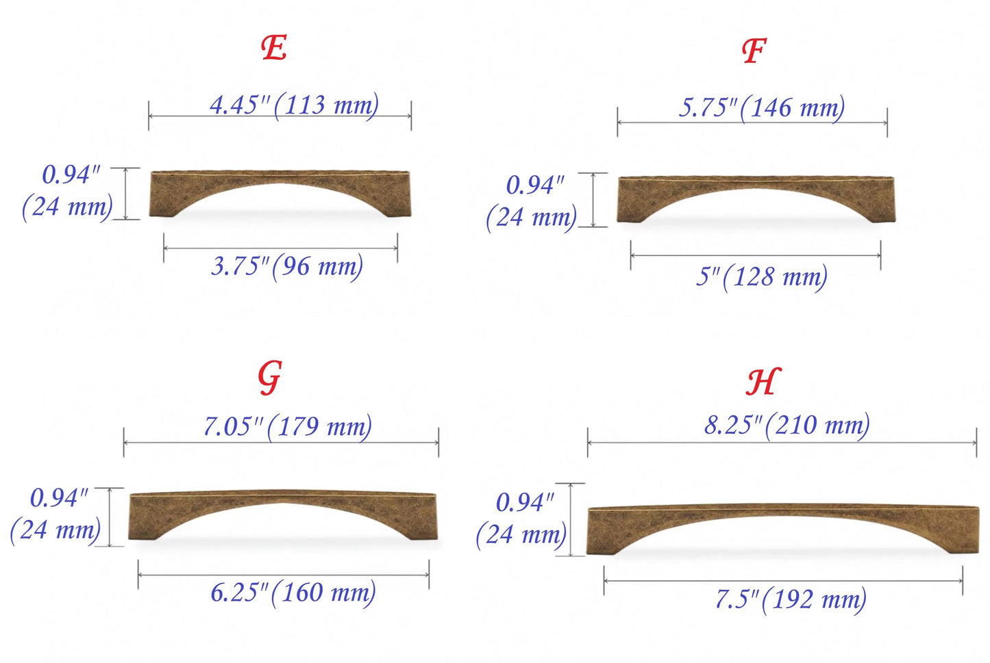 Antique Bronze Cabinet Handles - Farmhouse - 3.75" to 7.5"
