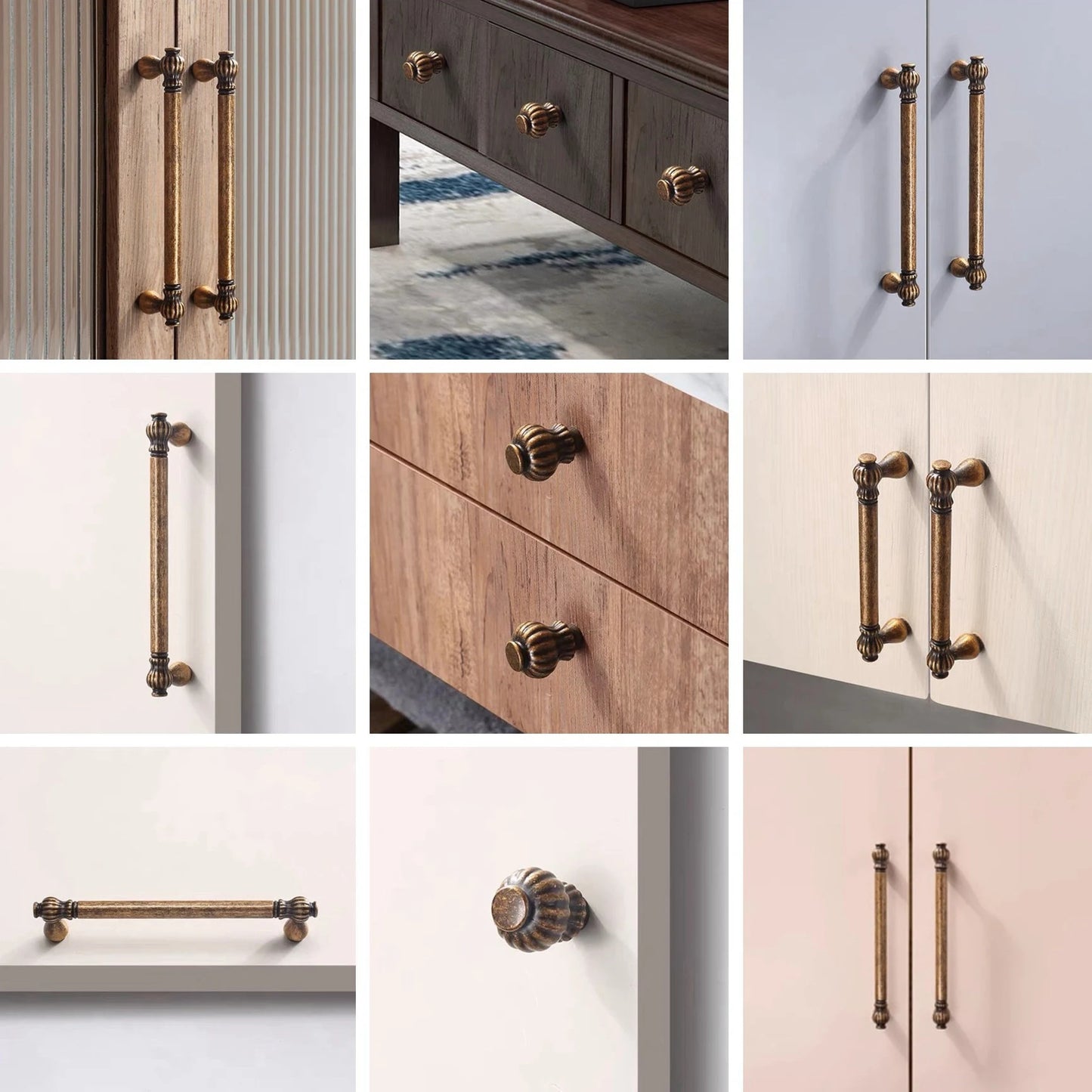 3.75" 5" 7.5" Antique Brass Cabinet Pulls, Mid Century MCM Kitchen Hardware